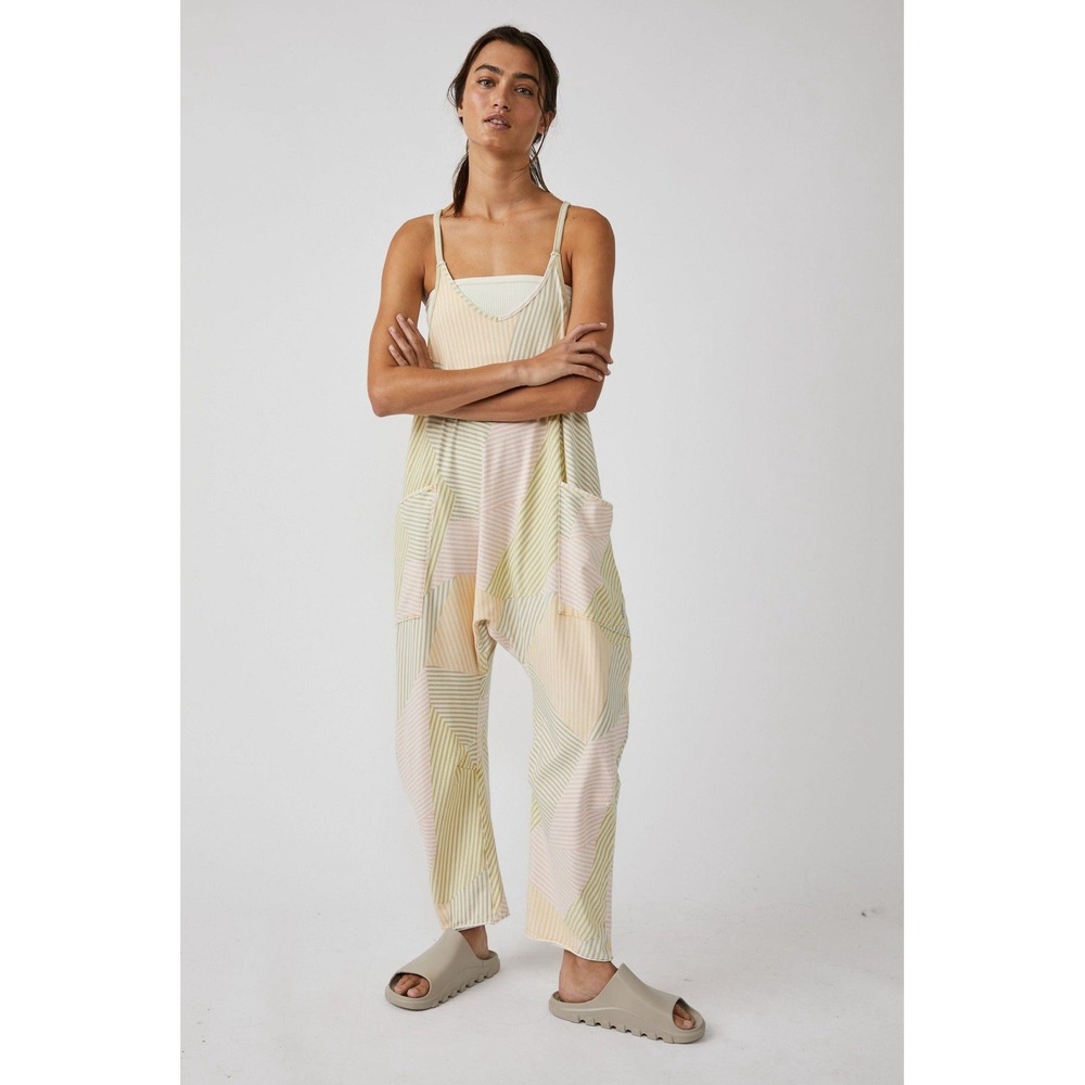 Free People Movement Hot Shot One-piece Jumpsuit Melon Stripe Women M Boho Chic